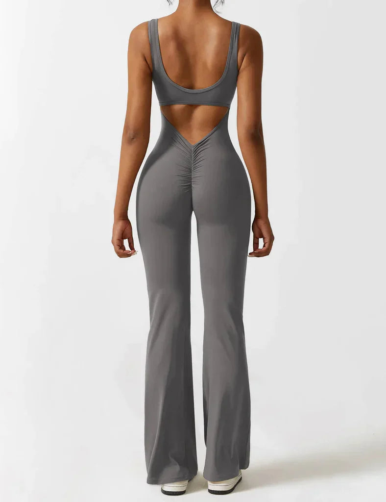 Noor - V-Rug Uitlopende Jumpsuit