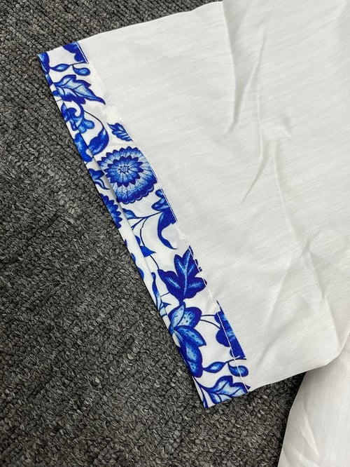 Marin - Casual Overhemd Met Bloemenprint en Contrasterende Inzetstukken