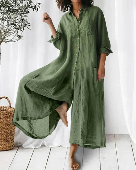 Evi - Losjes Vallende Casual Jumpsuit Van Linnen En Katoen