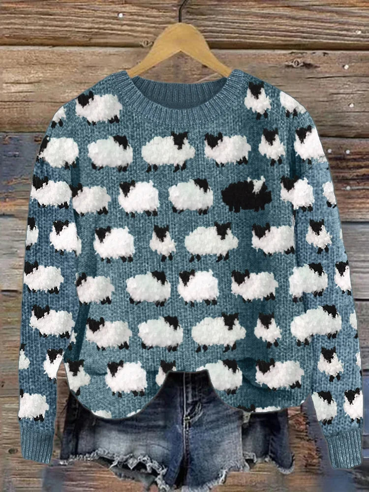 Ivy - Knusse vintage gebreide schapenwol trui