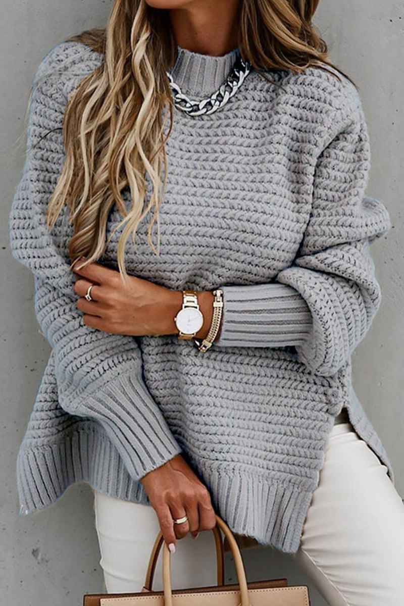 Wietske - Fashion Street Effen Split O-Hals Trui