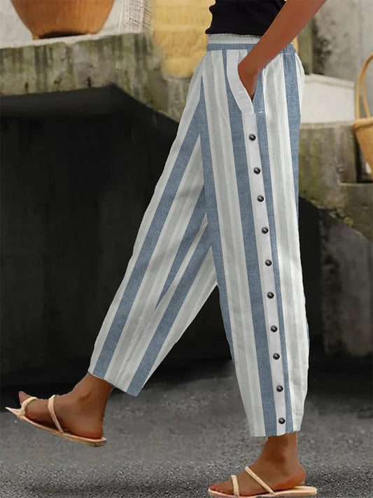 Sophie - Losse, Gestreepte Casual Broek