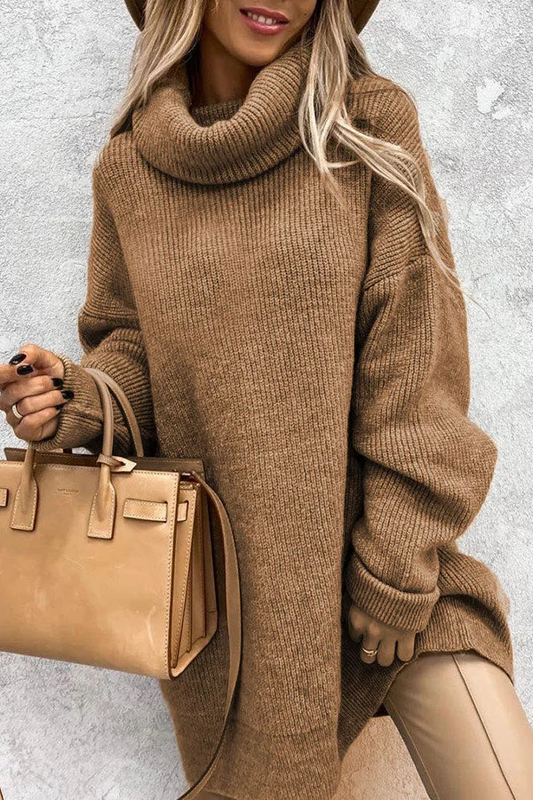 Jinte - Gezellige Lange Oversized Trui Met Grofgebreide Breisels