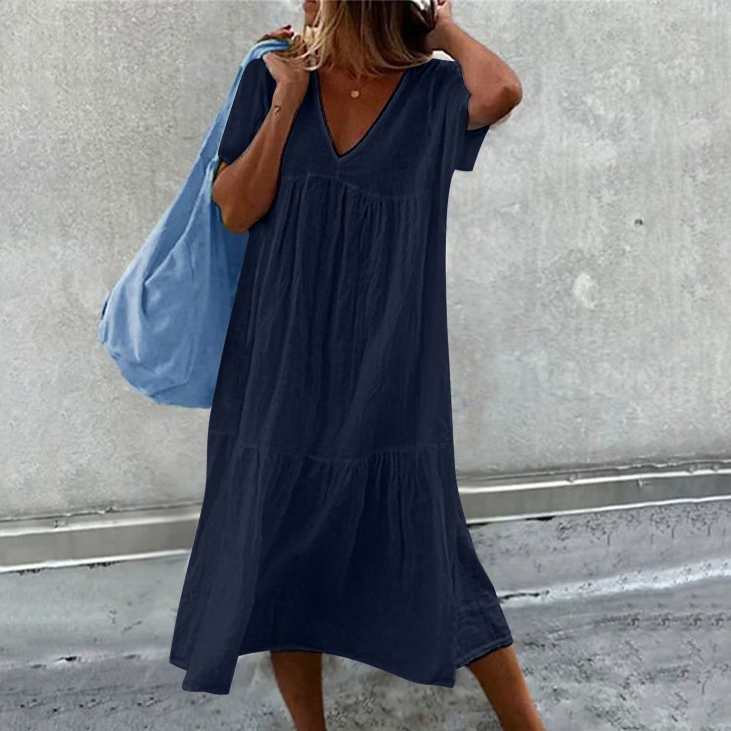 Fenna - Effen Damescolbert Met V-Hals En Casual Shift