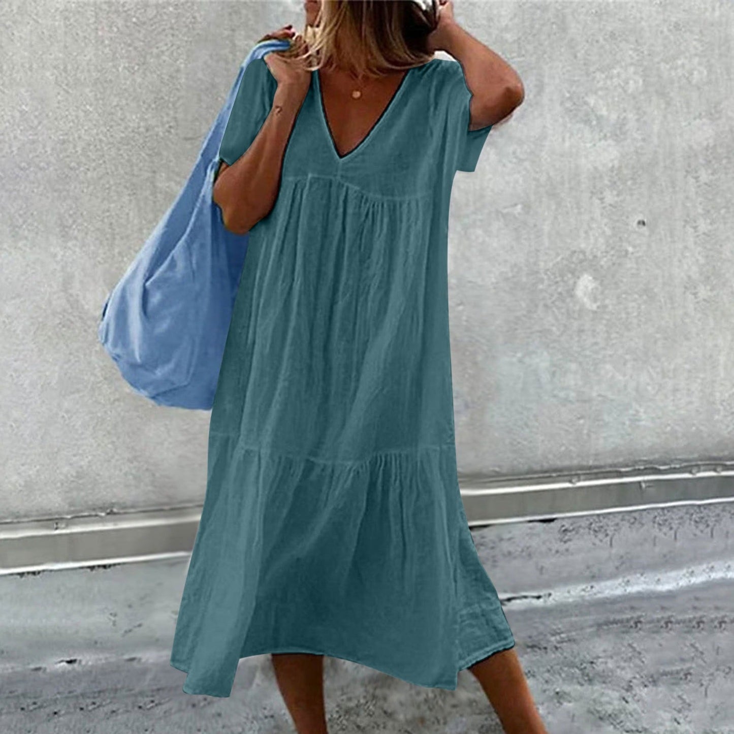 Fenna - Effen Damescolbert Met V-Hals En Casual Shift