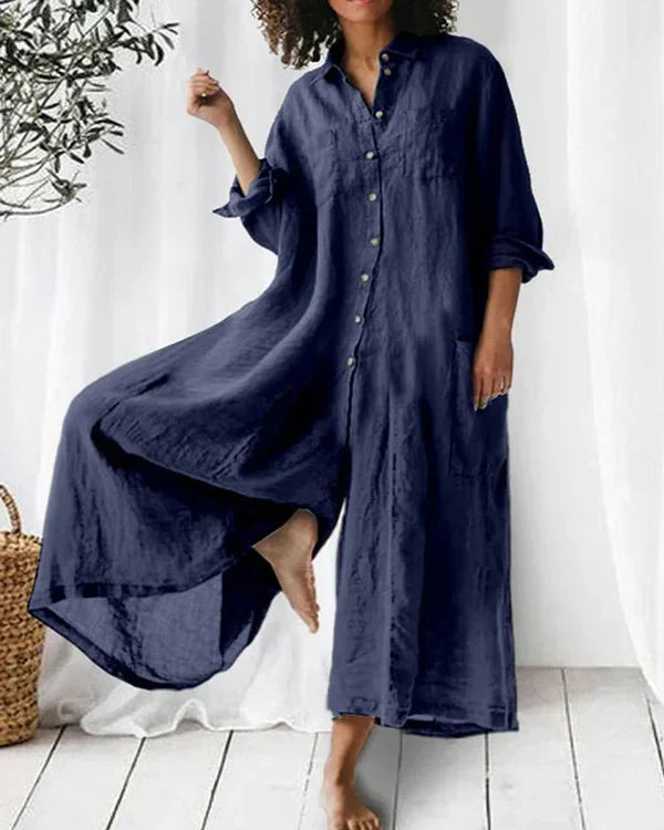 Evi - Losjes Vallende Casual Jumpsuit Van Linnen En Katoen