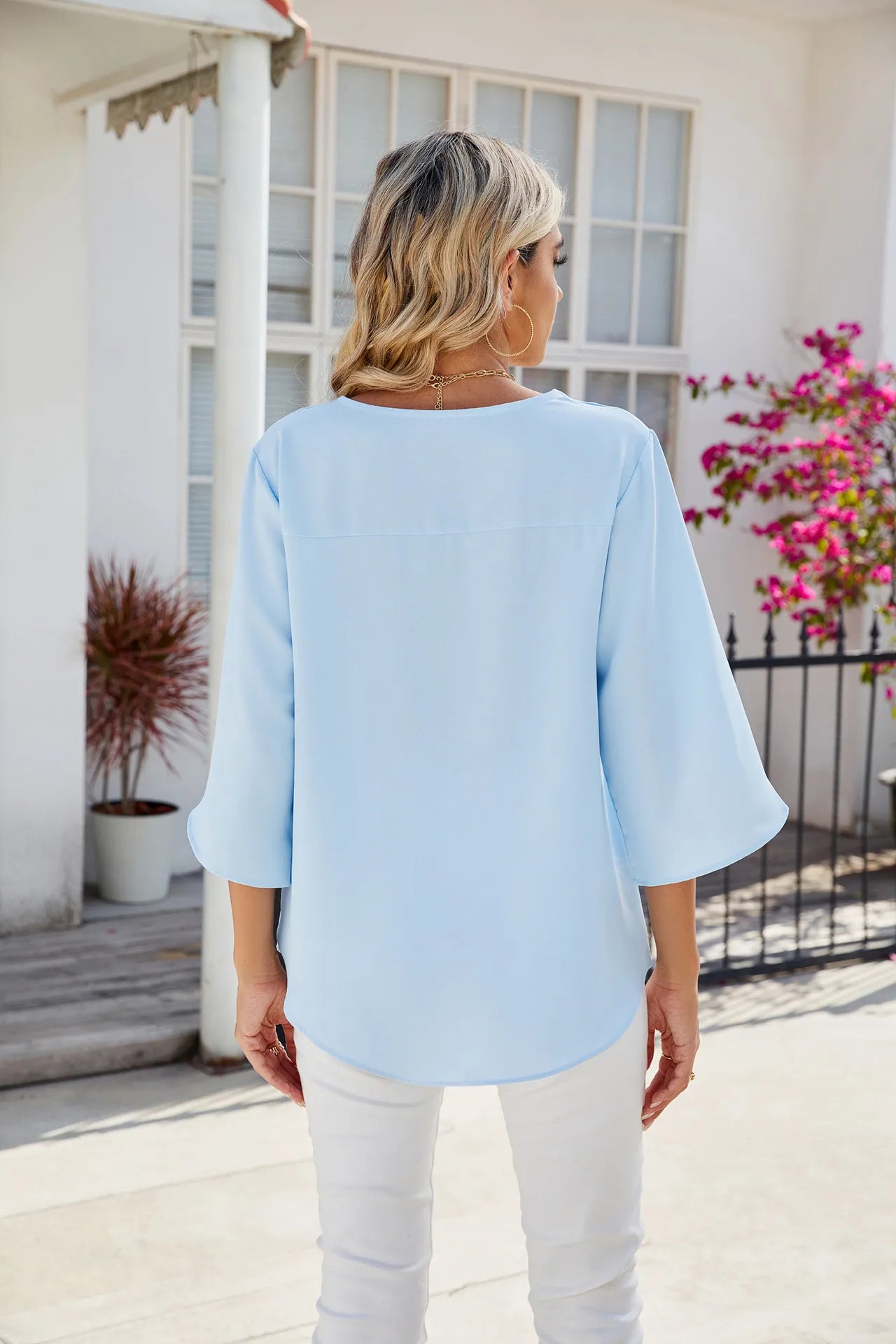 Karlijn - Dames Overhemden Korte Mouwen Tops Kapelhals Blouse Elegante Tuniek Shirt