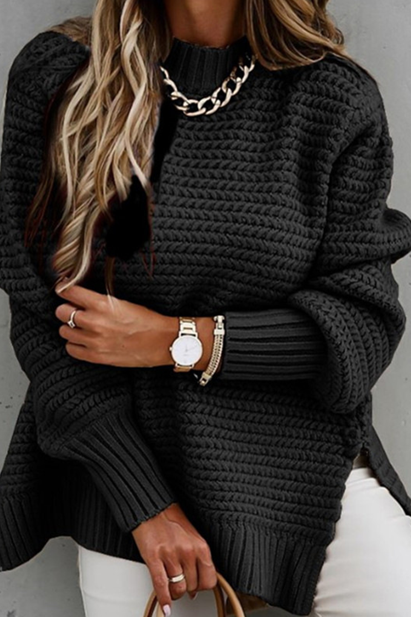 Wietske - Fashion Street Effen Split O-Hals Trui