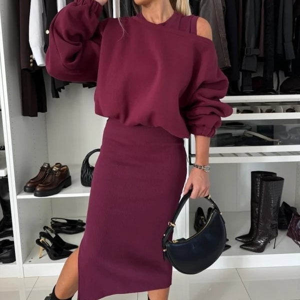 Renske - Vrouwelijk Sweatshirt en Mouwloze Jurk 2-Piece Set, Stijlvol en Comfortabel