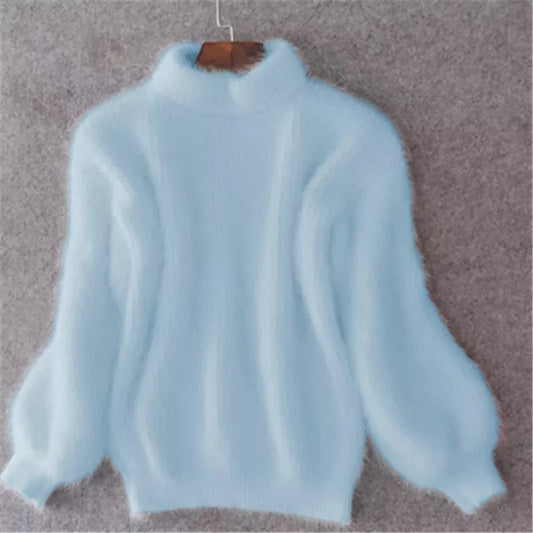 Remi - Losse gebreide effen trui - Vintage angora trui