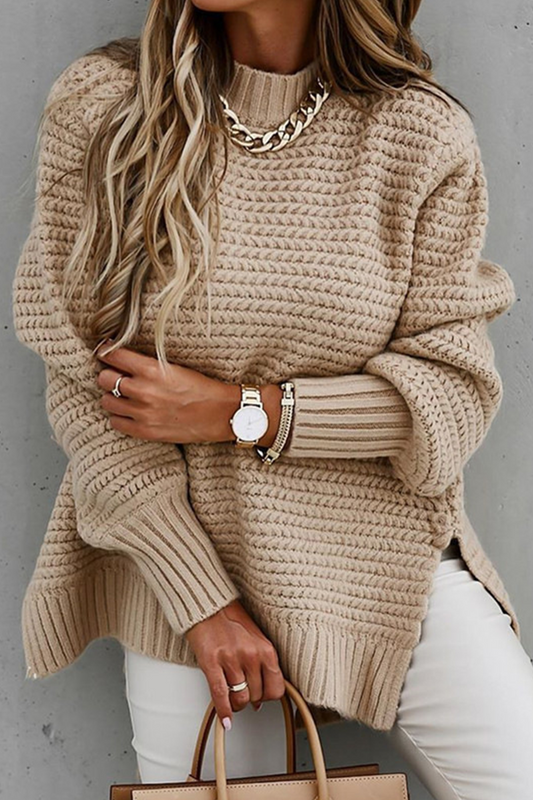 Wietske - Fashion Street Effen Split O-Hals Trui