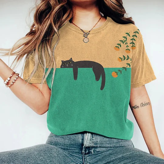 Arielle - abstract creatief luie zwarte kat schilderij kunst creatief t-shirt
