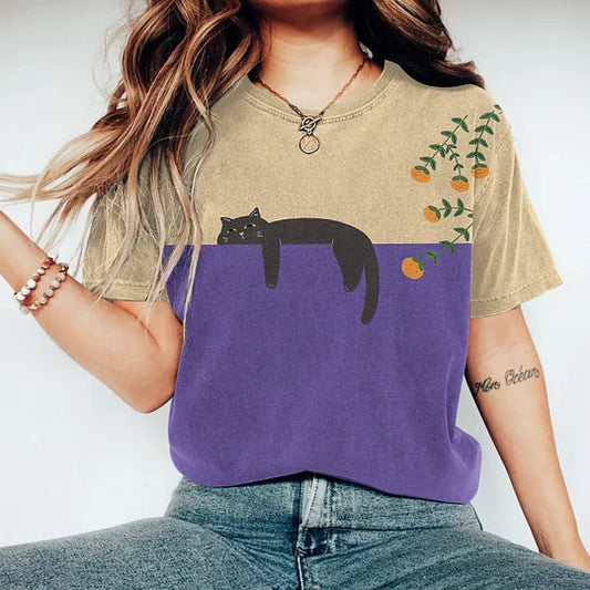 Arielle - abstract creatief luie zwarte kat schilderij kunst creatief t-shirt