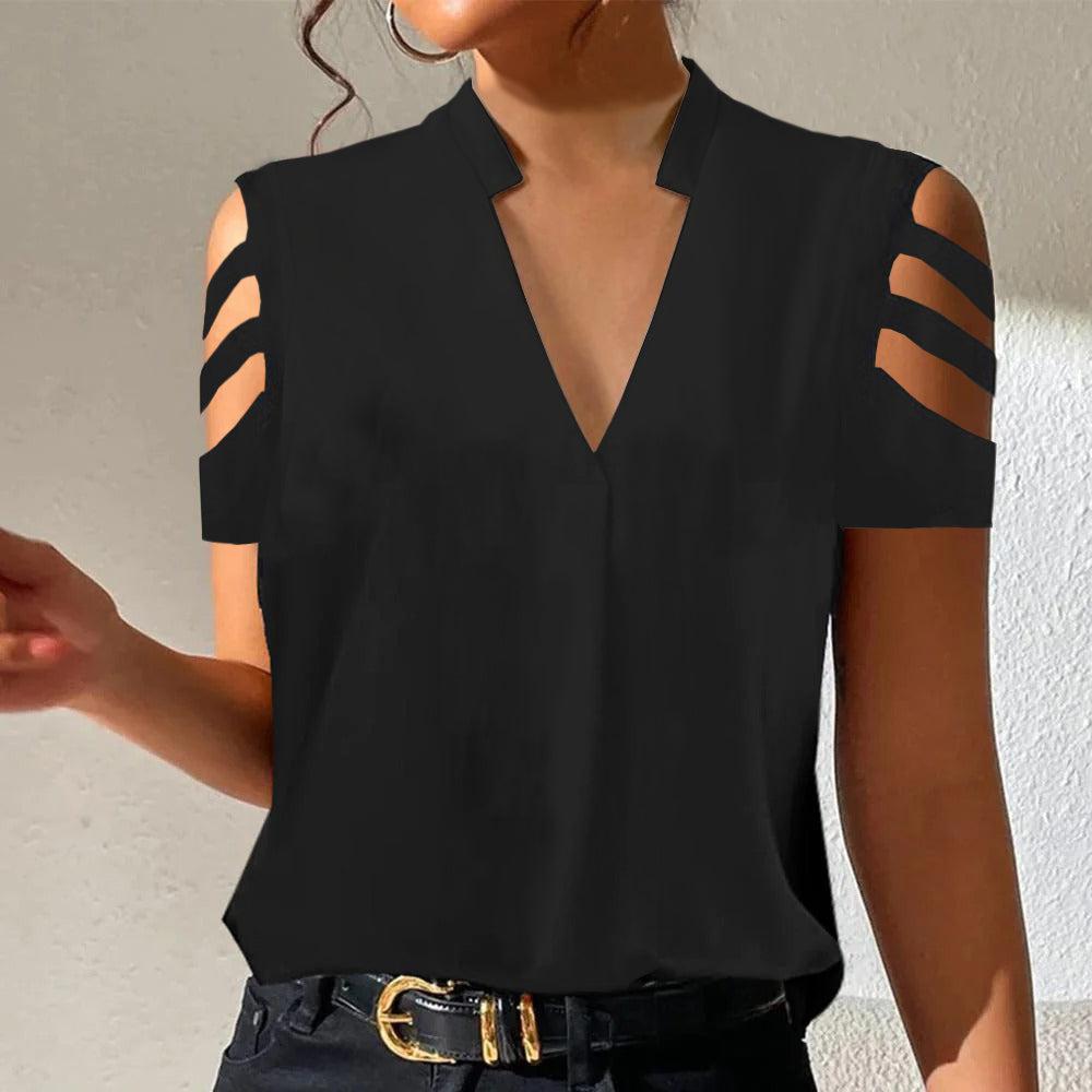 Julia - Trendy T-Shirt In Één Kleur Met Korte Mouwen