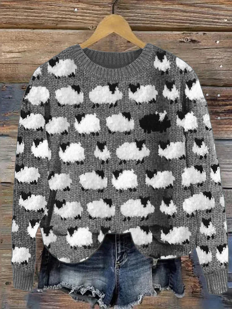 Ivy - Knusse vintage gebreide schapenwol trui