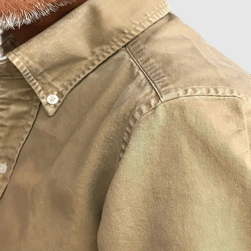 Hudson - Herenhemd met vintage gewassen lange mouwen
