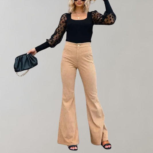 Alison - Trendy corduroy uitlopende broek