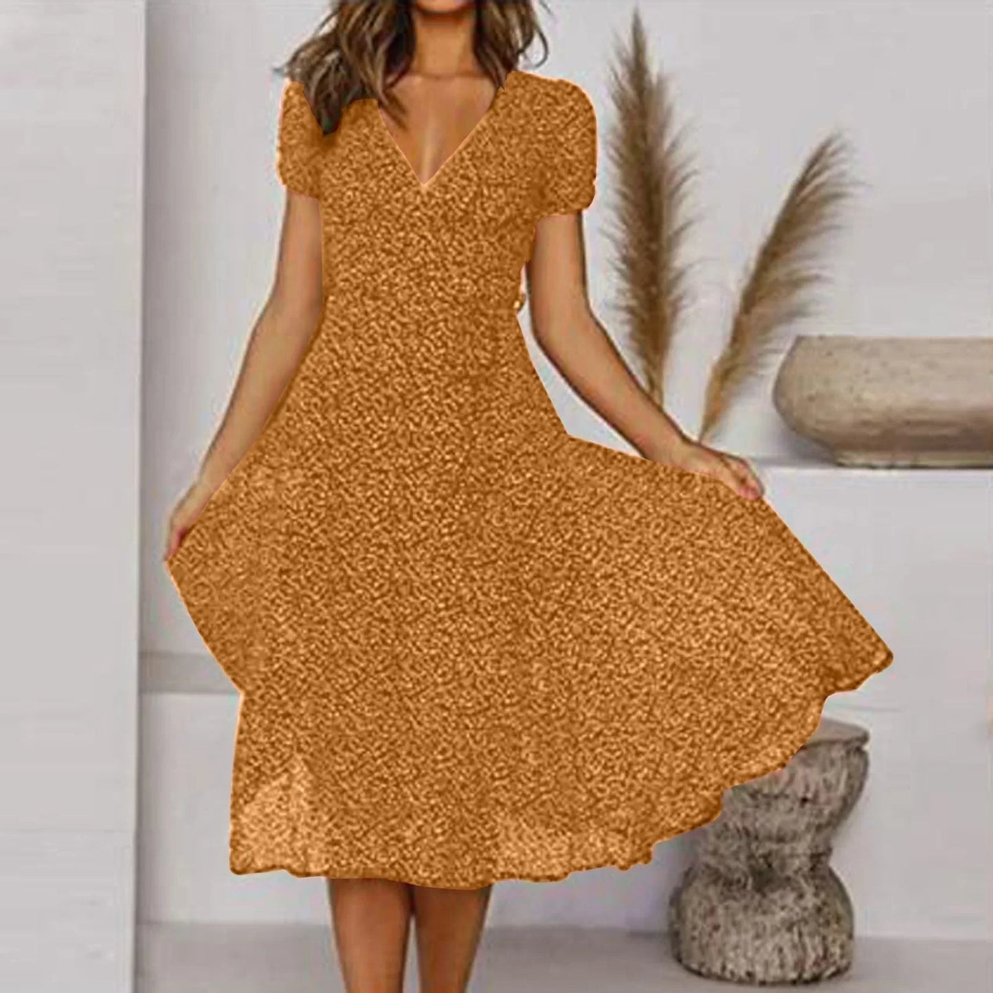 Ella | Bloemen Midi Jurk voor Vrouwen