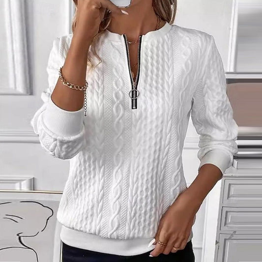 Emma | Kabelgebreide Sweater met Rits voor Vrouwen