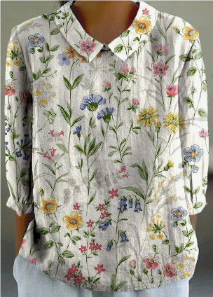 Vandora - Damesshirt met bloemenprint en retrostijl