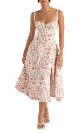 Quinty - Halfhoge Strapless Jurk met Bloemenprint