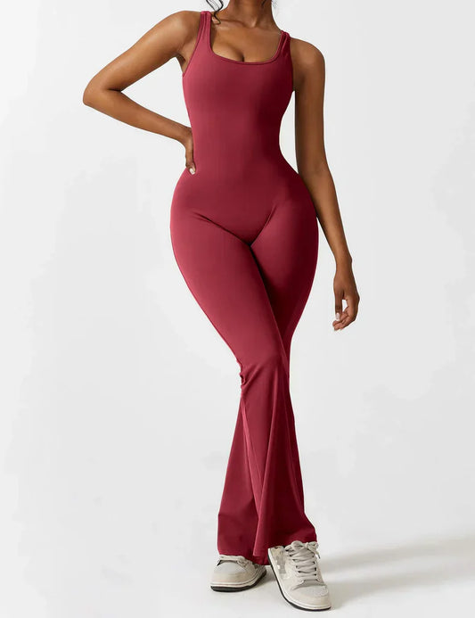 Noor - V-Rug Uitlopende Jumpsuit