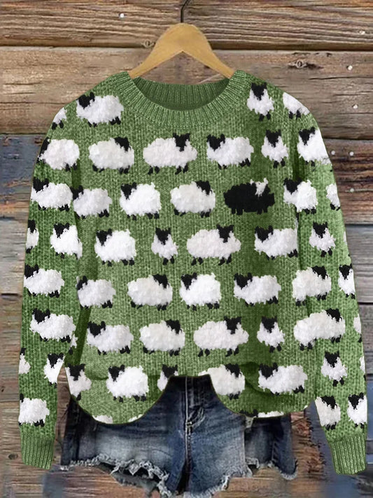Ivy - Knusse vintage gebreide schapenwol trui