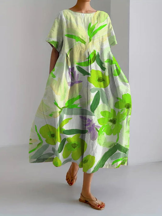 Bibi - Losse Casual Jurk Voor Dames In Een Retro Bloemendessin