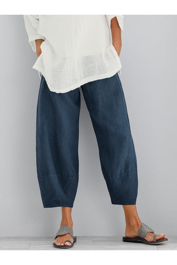 Avelien - Casual Katoenen Losse Broek Met Zakken