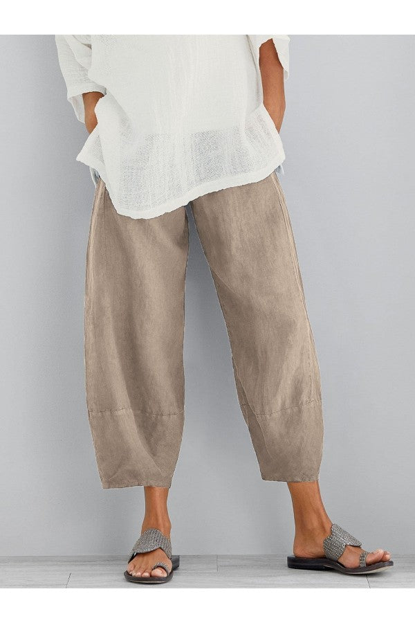 Avelien - Casual Katoenen Losse Broek Met Zakken