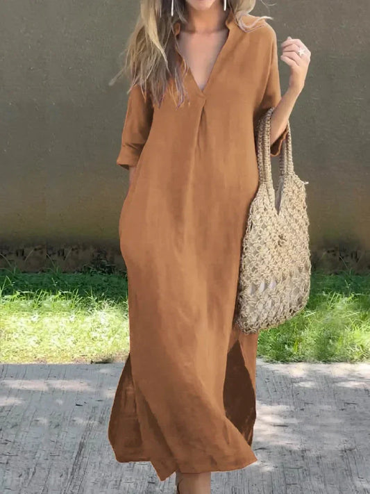 Noor - Dames Effen V-hals Pocketjurk