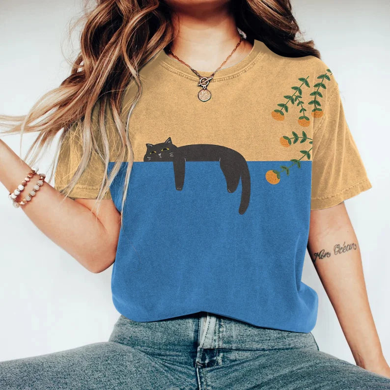 Arielle - abstract creatief luie zwarte kat schilderij kunst creatief t-shirt