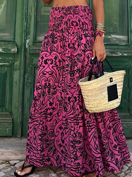 Liva - Boho Rok Voor Dames, Bloemenprint, Grote Strandrok Voor Op Vakantie