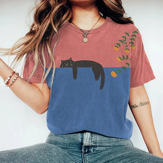 Arielle - abstract creatief luie zwarte kat schilderij kunst creatief t-shirt