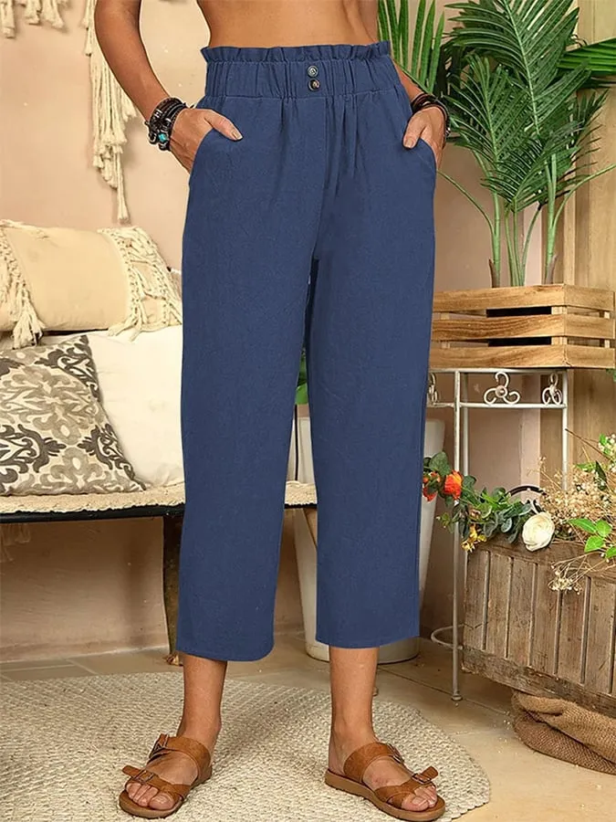 Veerle - Dames Katoen Linnen Comfort Rechte Casual Broek