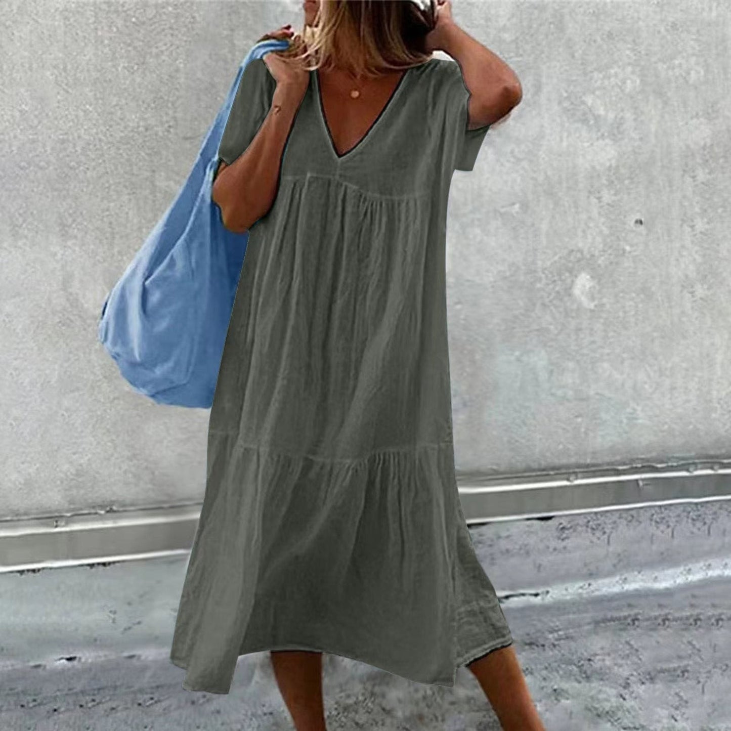 Fenna - Effen Damescolbert Met V-Hals En Casual Shift