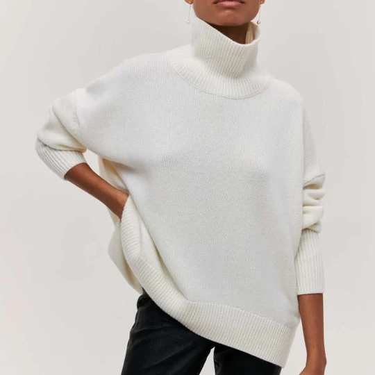Kayla - Katoenen oversized trui met rolkraag