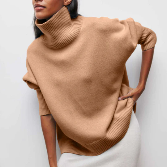 Kayla - Katoenen oversized trui met rolkraag