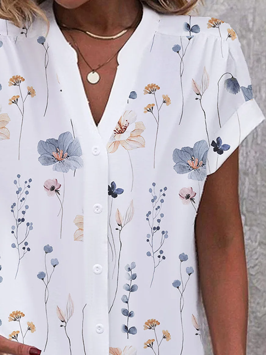 Tess - Losse Bloemenblouse Met Knoopsluiting