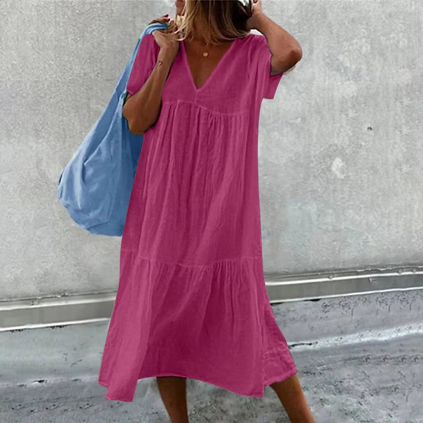 Fenna - Effen Damescolbert Met V-Hals En Casual Shift