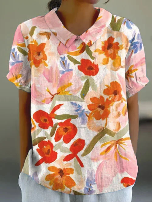 Lieke - Retro Gebloemde Damestops Lente & Zomer