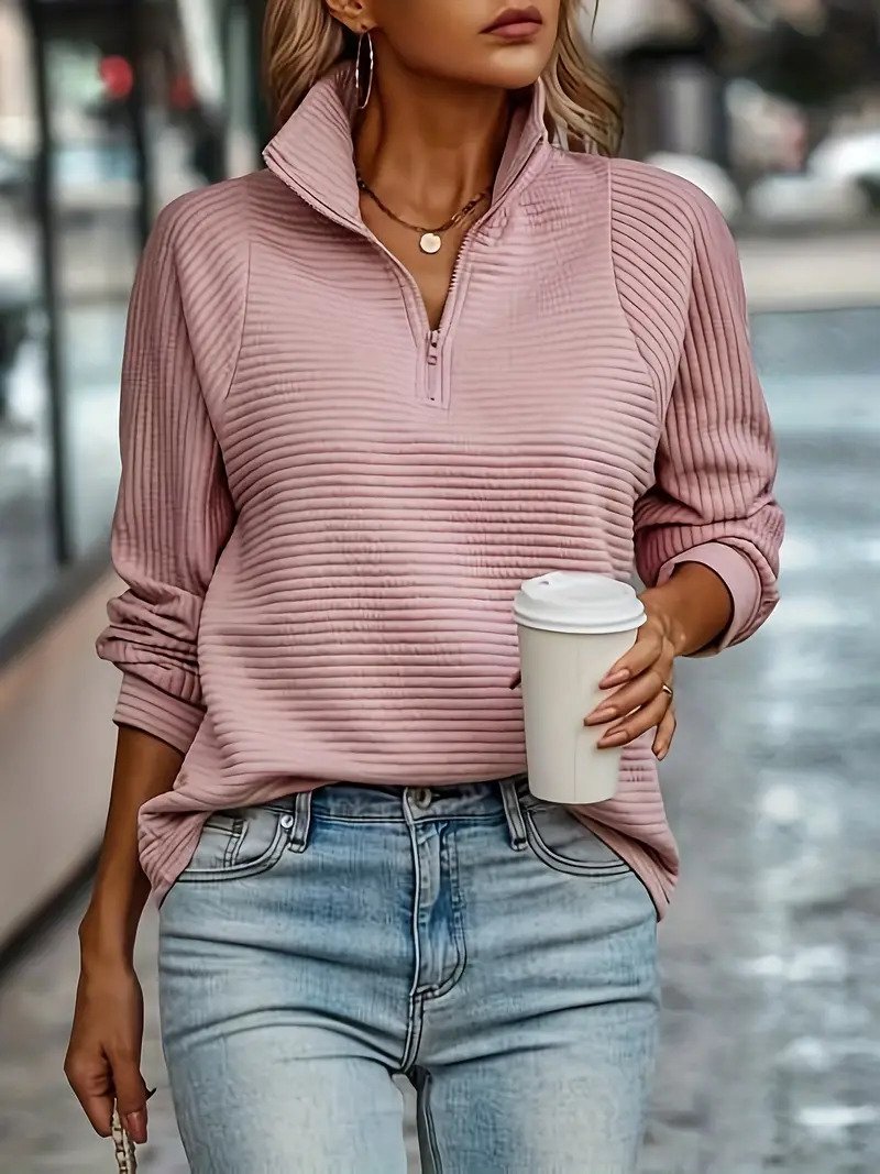 Lieke - Roze Effen Top Met V-Hals
