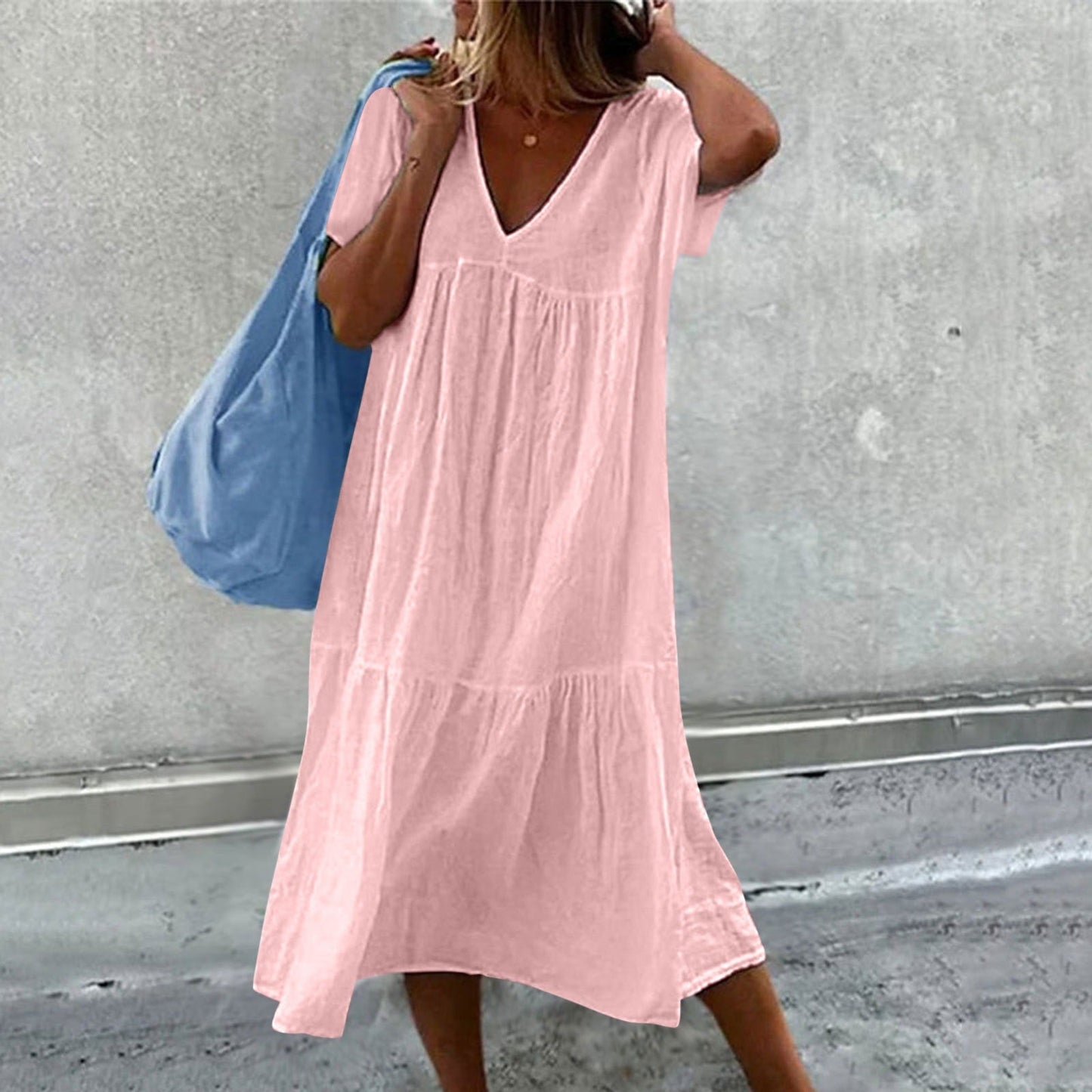 Fenna - Effen Damescolbert Met V-Hals En Casual Shift