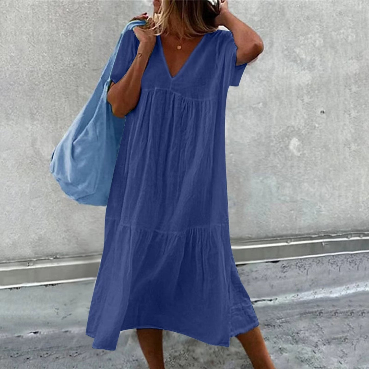 Fenna - Effen Damescolbert Met V-Hals En Casual Shift