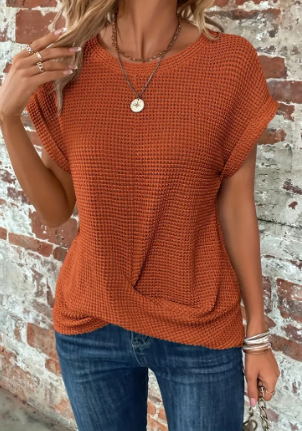 Bente - Effen Blouse Met Vlindermouwen En V-Hals