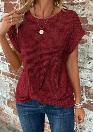Bente - Effen Blouse Met Vlindermouwen En V-Hals