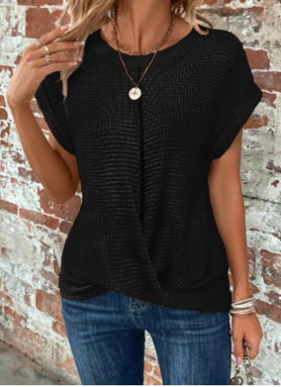 Bente - Effen Blouse Met Vlindermouwen En V-Hals