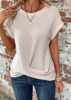 Bente - Effen Blouse Met Vlindermouwen En V-Hals