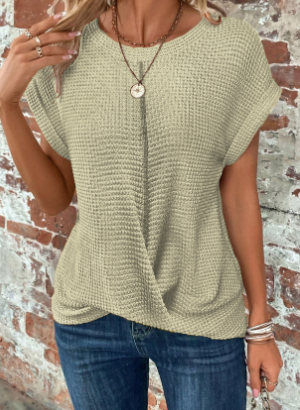 Bente - Effen Blouse Met Vlindermouwen En V-Hals