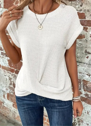 Bente - Effen Blouse Met Vlindermouwen En V-Hals